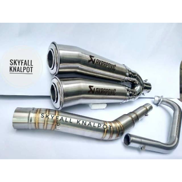 Knalpot AKRAPOVIC Megaphone Vixion R15 CBR 150 FU Sonic XSR 155 Tiger Scorpio GSX MX King MT15