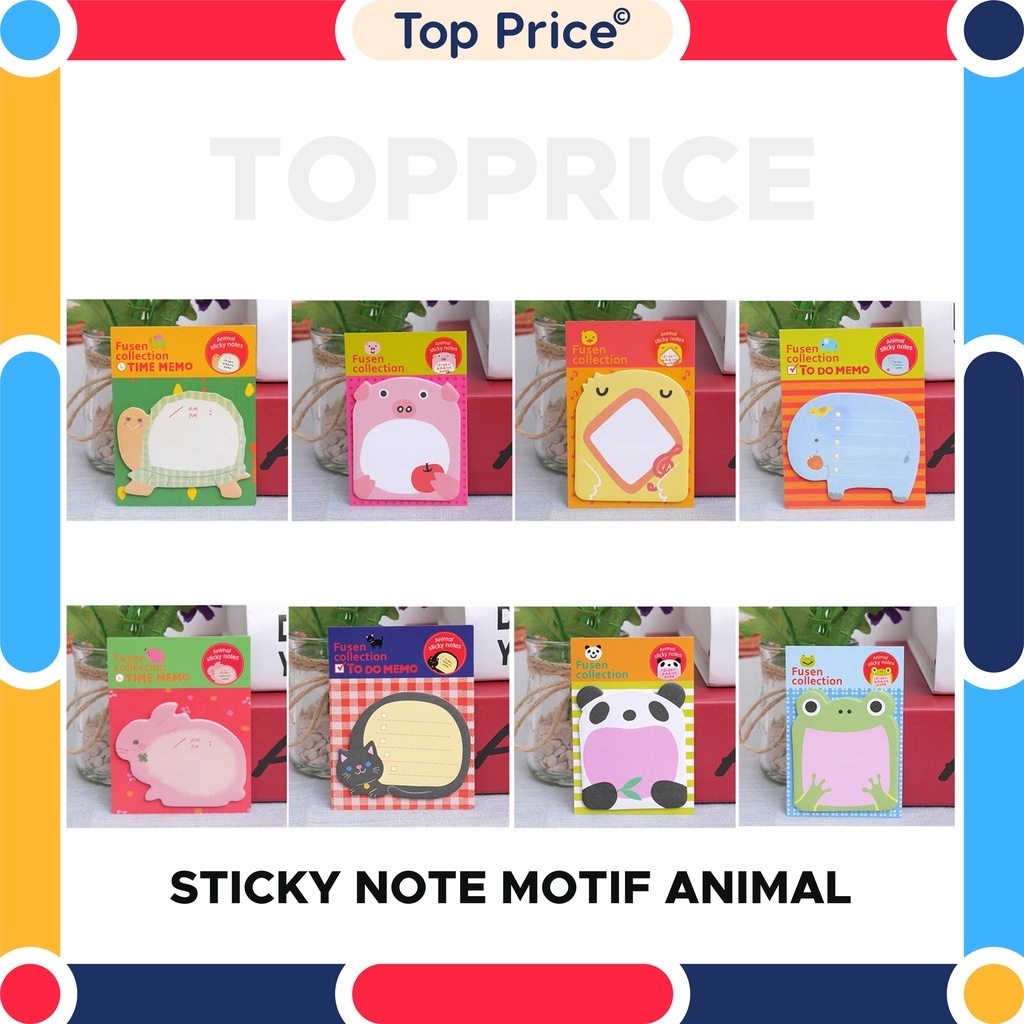 Topprice Memo Motif Binatang Sticky Notes Memo Karakter Animal Tempelan Kertas Catatan U60