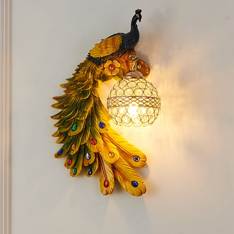 HDB#LSW Lampu Dinding Dekorasi Peacock / Pajangan hiasan Burung Merak di Ruang Tamu / Kamar tidur