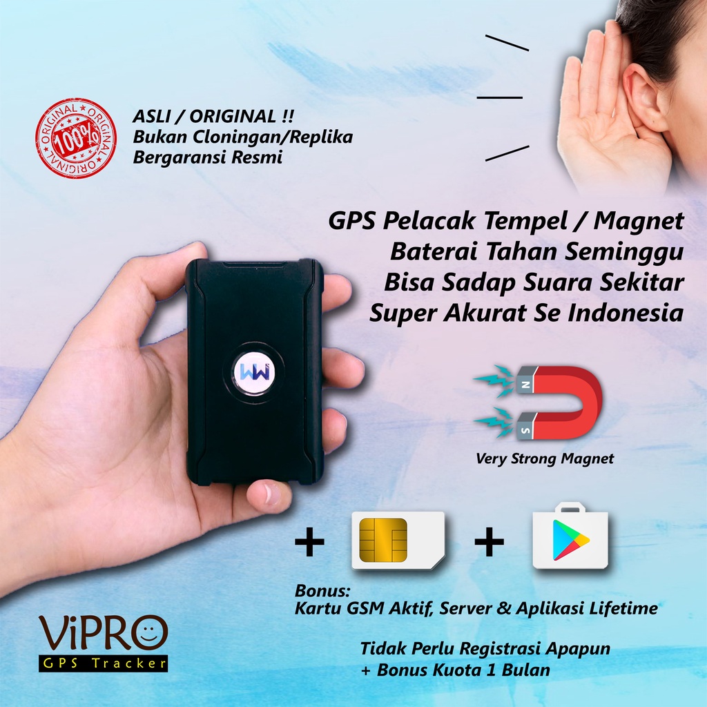 GPS Portabel Tempel Magnet Kuat Bisa Dengar Suara | Pelacak Orang - Kendaraan - Tas - Koper - Barang | Baterai Tahan Seminggu