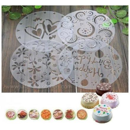 

Big Sale STENCIL STENSIL CAKE KUE ISI 4 / SET DEKORASI DECOR BUBUK BIRTHDAY DIY Promo Awal tahun