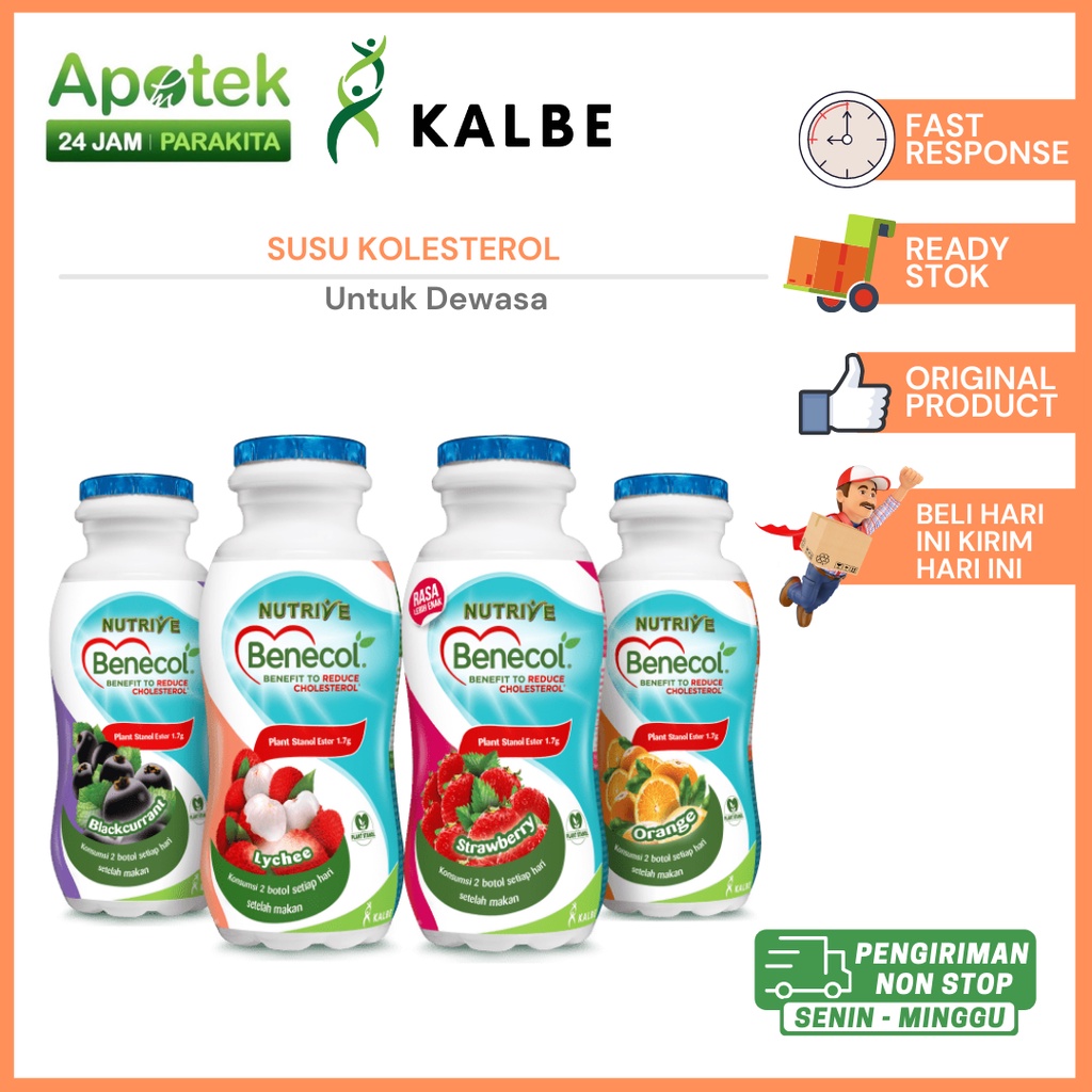 Nutrive benecol benefit reduce cholesterol, minuman susu rasa leci/ jeruk/ strawberry/ anggur dengan