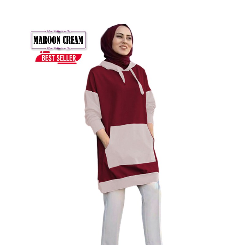 Tunik model hoodie baju muslim wanita terbaru tunik alea Kekinian Fashion Wanita Muslimah Remaja