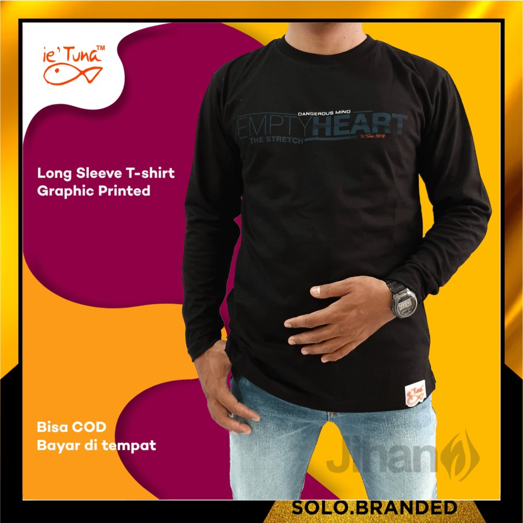 Kaos Lengan Panjang Pria Ie-Tuna Kaos Panjang Pria Polos Long Sleeve T-Shirt