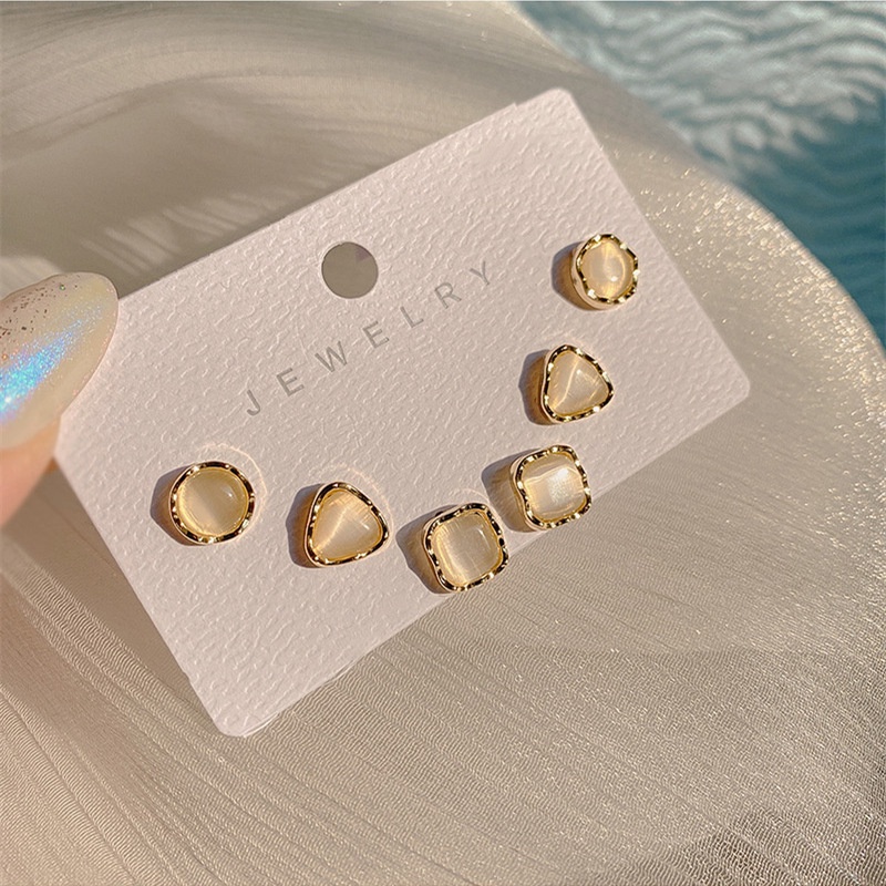 Set Anting Opal Irregular Mini Gaya Korea Untuk Wanita