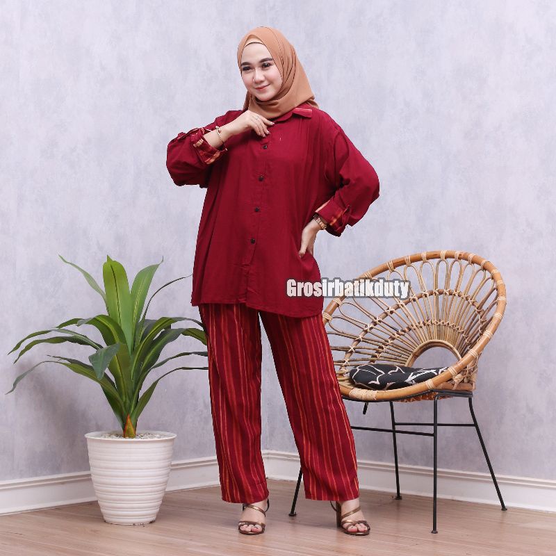 JUMBO SKODER SET CELANA DAN KEMEJA SHIBORI PAJAMAS TIE DYE TERBARU BAJU TIDUR PIYAMA KEKINIAN-4
