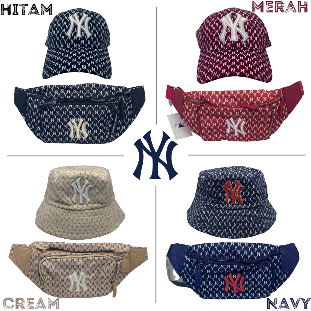 BUNDLE SET Waistbag MLB New York + Topi MLB NY / Tas Selempang Tas Pinggang MLB NY Cap