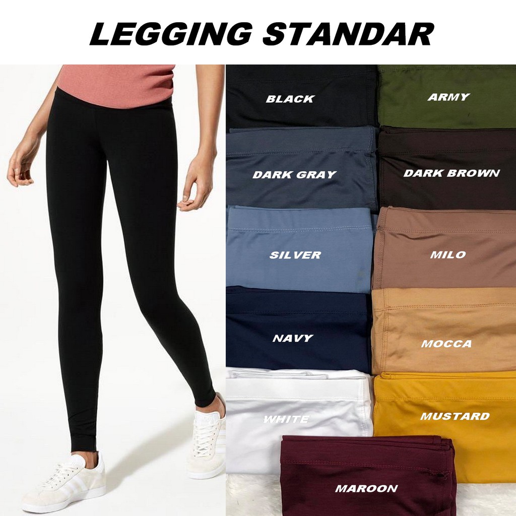 Basic Legging Spandek Panjang Standar dan Jumbo