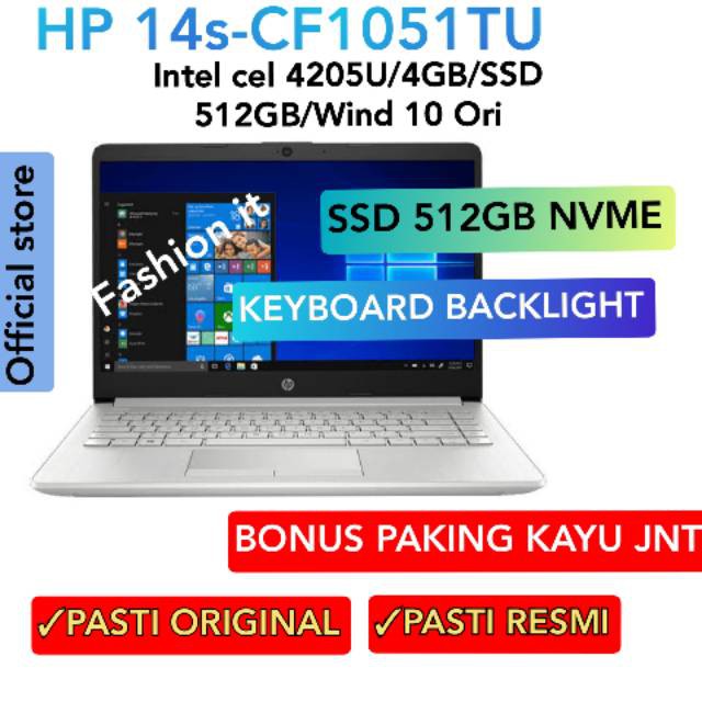 Hp 14s Cf1051tu Intel Celeron 4205u 4 Gb Ssd 512 Gb Windows 10 Ori Shopee Indonesia