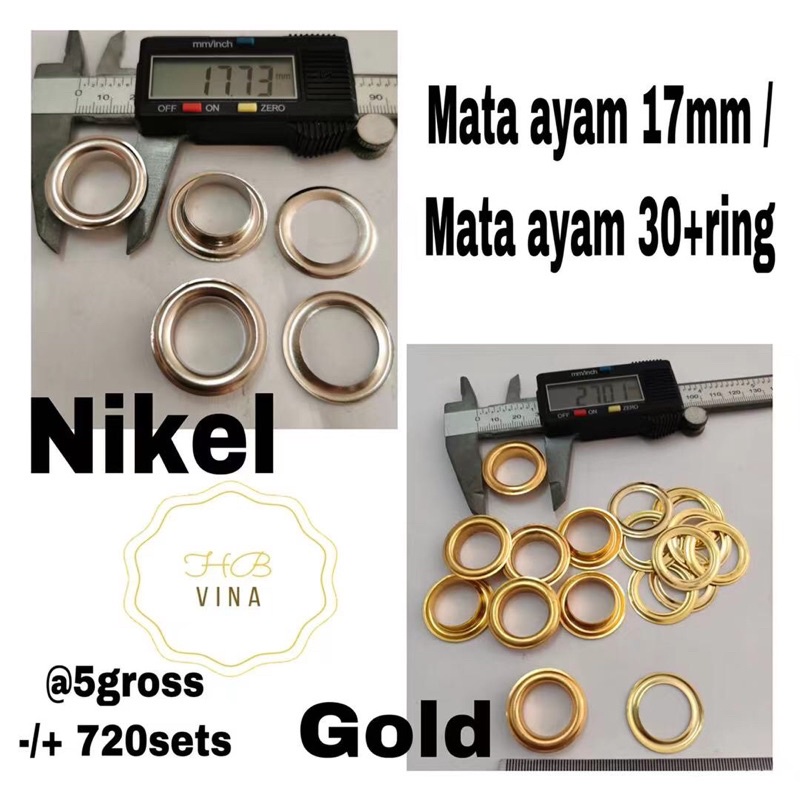 mata ayam eyelet 17mm / mata ayam 30 + ring / 5gross