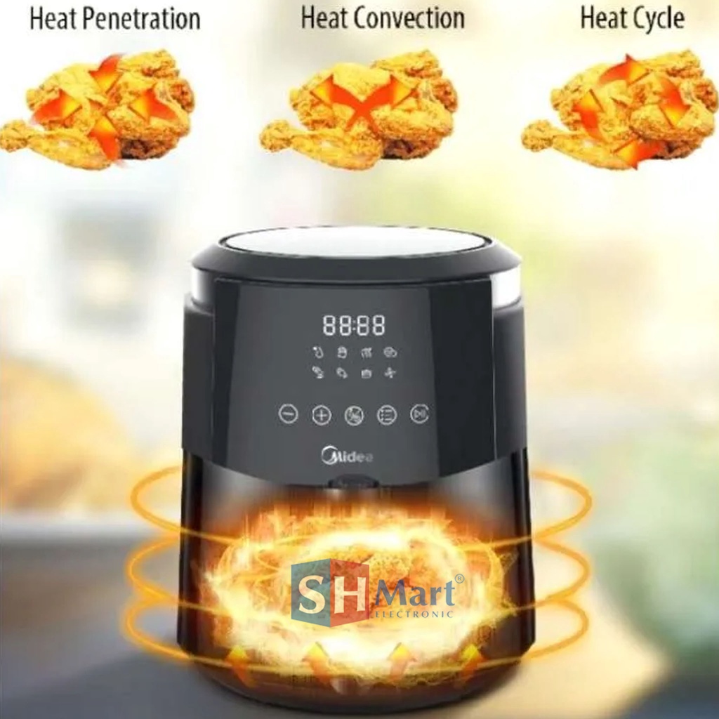 AIR FRYER MIDEA PENGGORENGAN TANPA MINYAK KAPASITAS 4,7 LITER DIGITAL / NON DIGITAL MF-TN35B / MFTN35B MF-CN35B / MFCN35B ORIGINAL