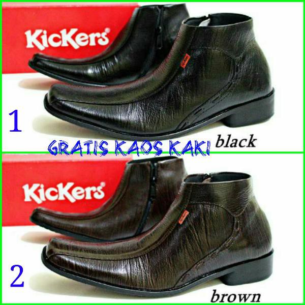 Sepatu Pria  / Kickers Pantofel Retsleting kulit hitam