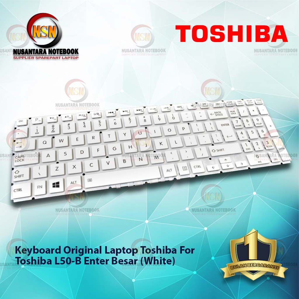 Keyboard Original Laptop TOSHIBA L50-B White Big Enter Series