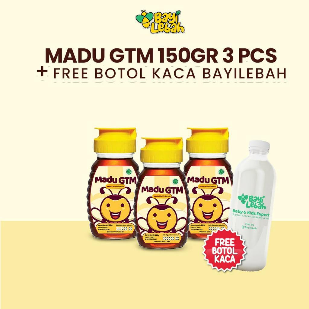 Madu GTM | Madu Anak Bayi | Usia 1 tahun | Ukuran 150 gr isi 3 botol | Original | Penambah Nafsu Makan Anak Bayi Gerakan Tutup Mulut