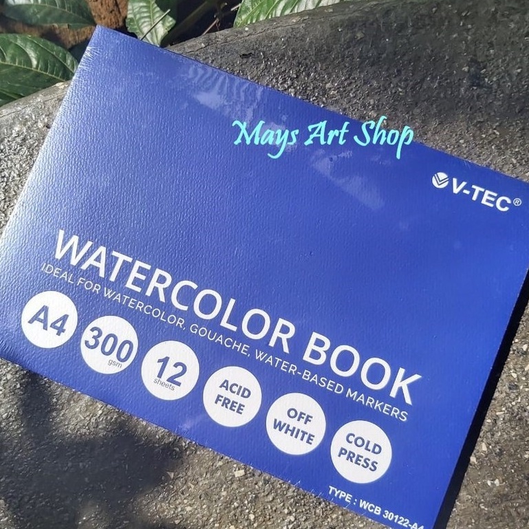 

Watercolor Book A4 V-Tec 300 gsm / Vtec Sketch Drawing Book Cat Air / Water colour Buku Gambar Pad