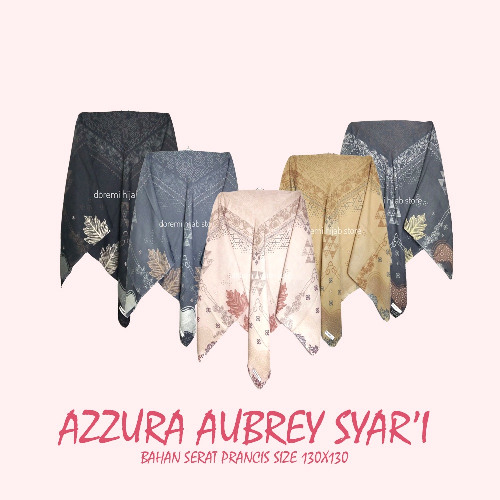 Jilbab Segi Empat SYAR'I Aubrey 02 Motif Azzura Bahan Serat Prancis Grosir Murah Terbaru