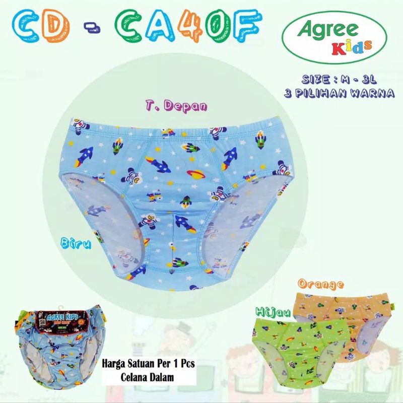 CD Katun Segitiga Anak Cowok Agree CA39 &amp; CA40 / Celana Dalam Anak Pria Lak-Laki / CD Kids Agree