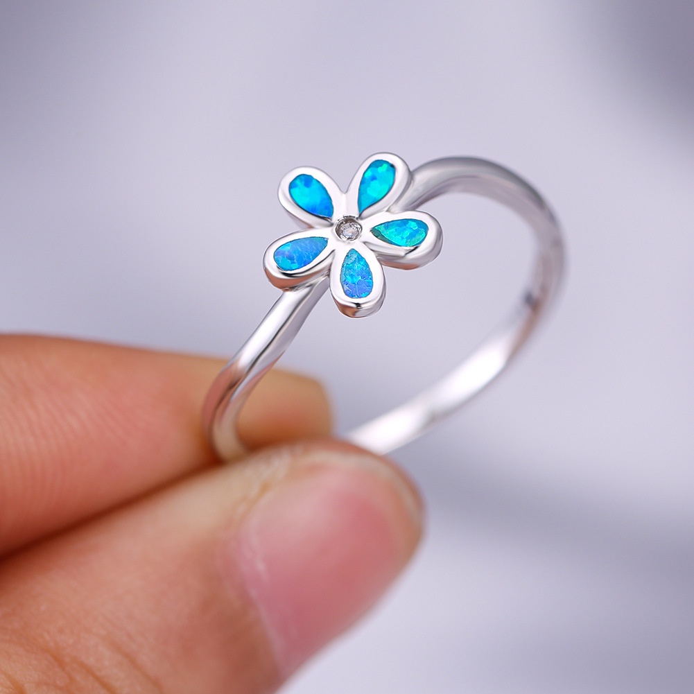 New Products Europe and America Opal Simple Korean Small Flower Bracelet Ring Flower Lady Ring