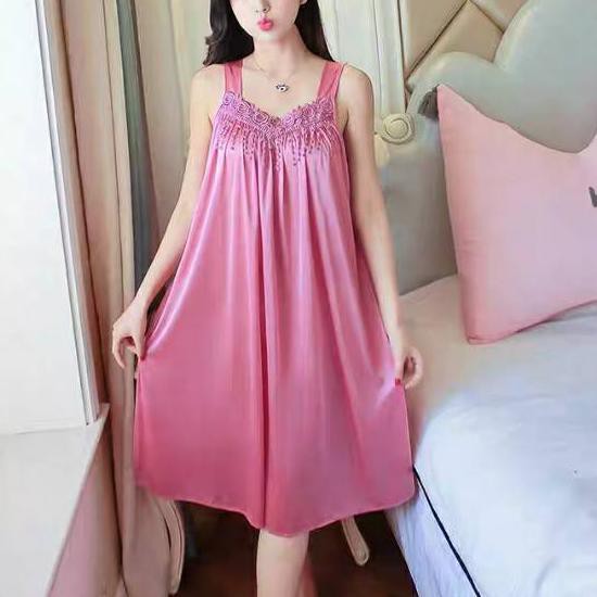 [ US7 ] Daster Satin Jumbo Brukat Ukir Bunga Happy C186 ✅