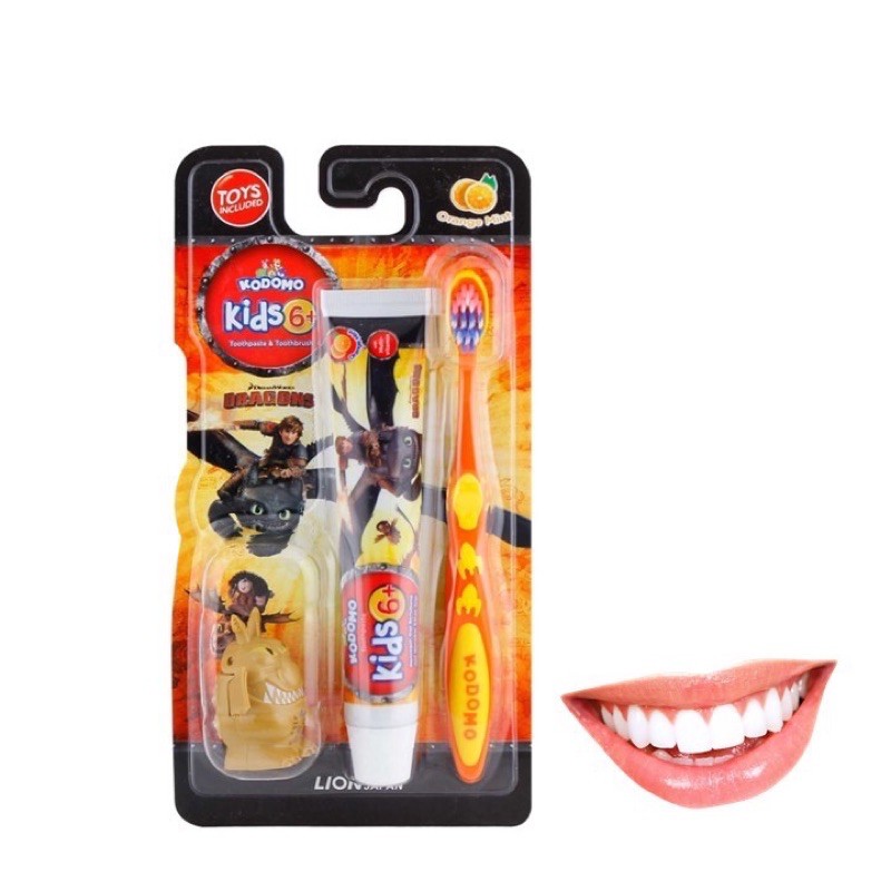 Kodomo Toothbrush Pro Kids 2in1 Orange Mint - Kodomo Sikat Gigi Anak Extra Hadiah