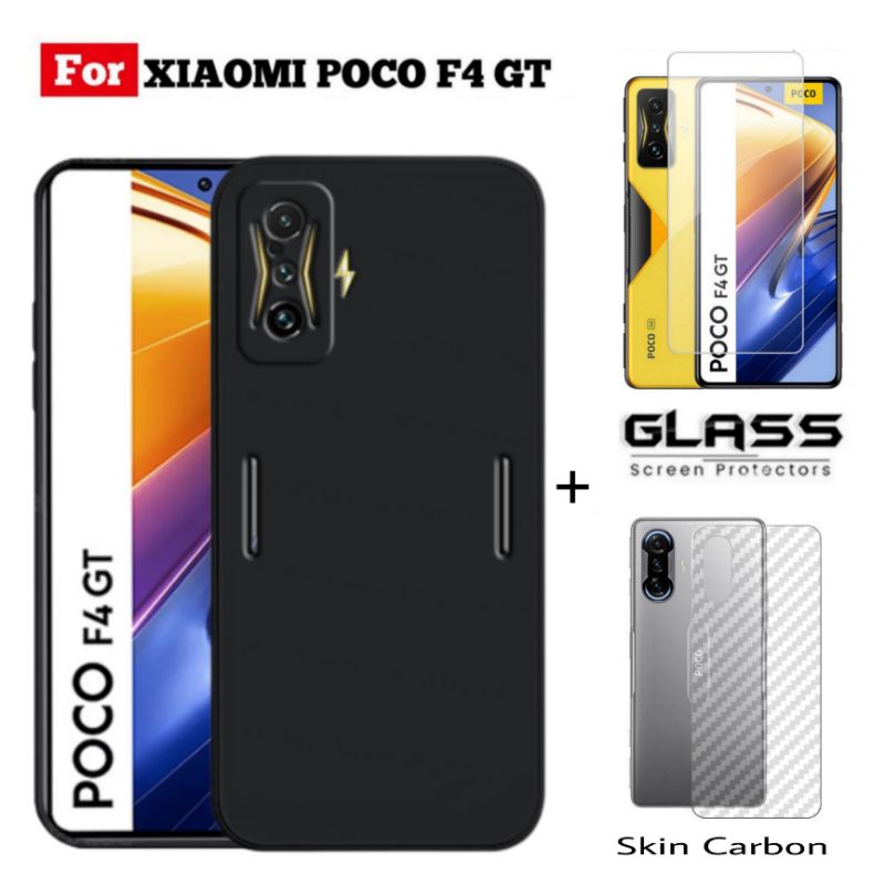 promo soft case xiaomi poco f4 gt 5g  2022  paket 3in1 case sandstone free tempered glass layar beni