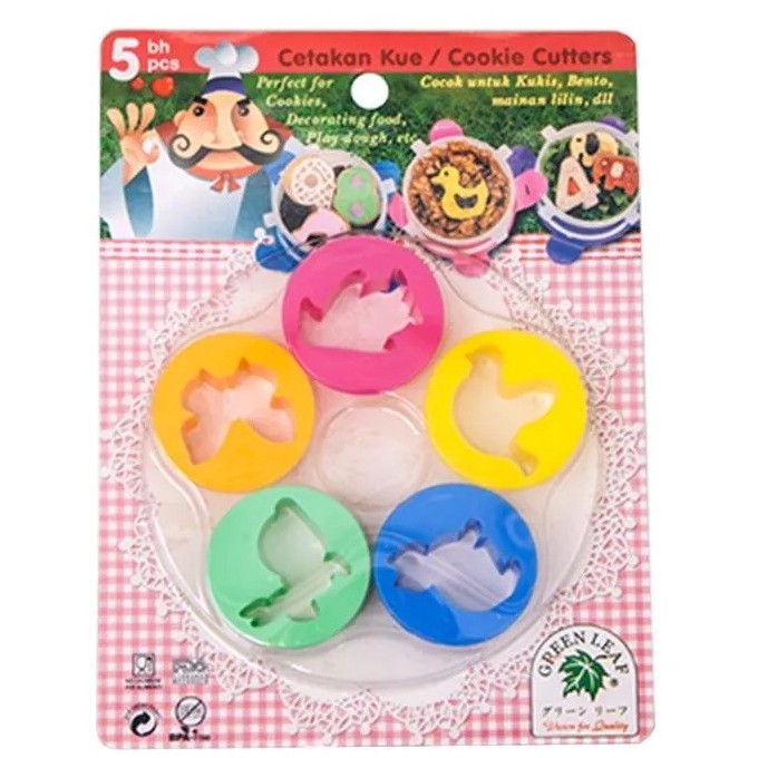 Set Isi 5 Cetakan Kue Kering Dan Cookies Bentuk Hewan Cookies Cutter Greenleaf Bahan Plastik
