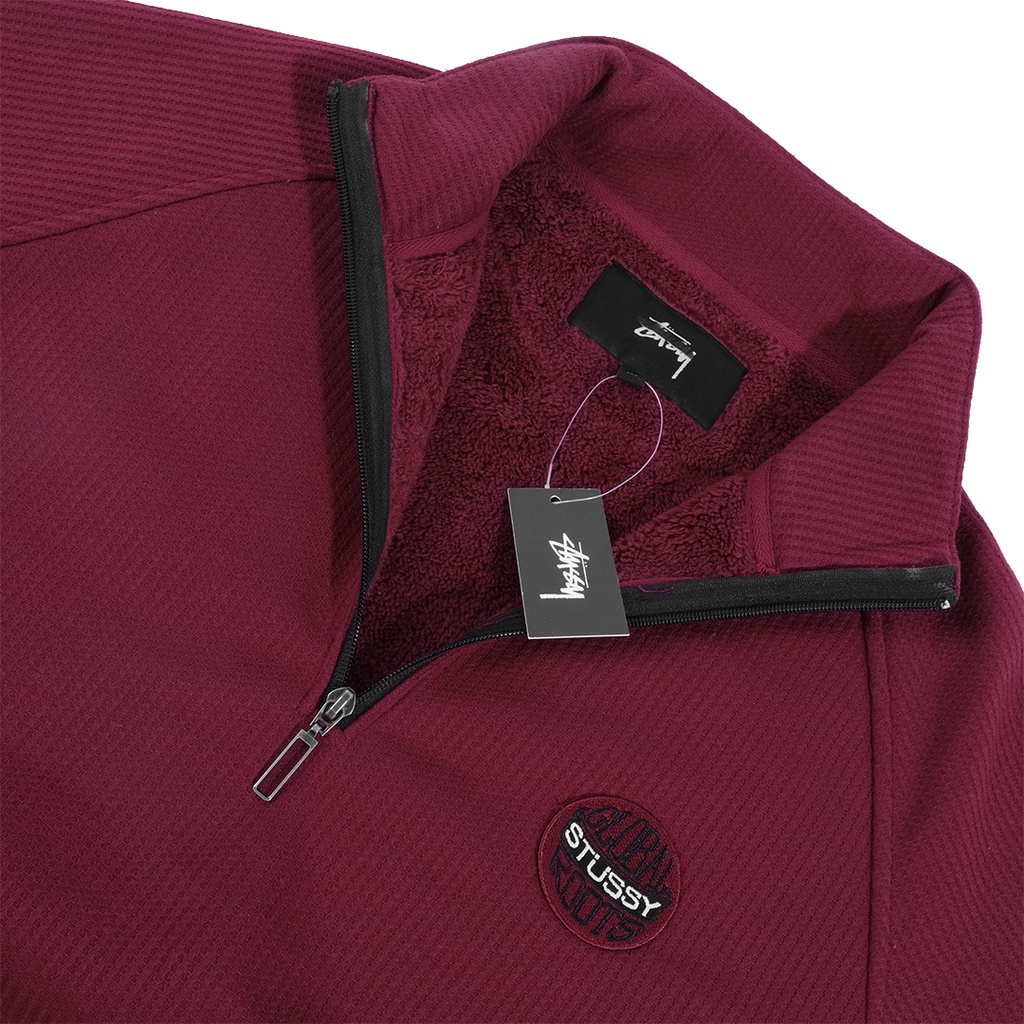 Stussy Global Roots Half Zip Jacket Maroon