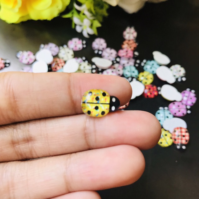 Resin Lady Bug 13mm isi 10pcs Bahan Craft Aksesoris Jepit rambut aksesoris