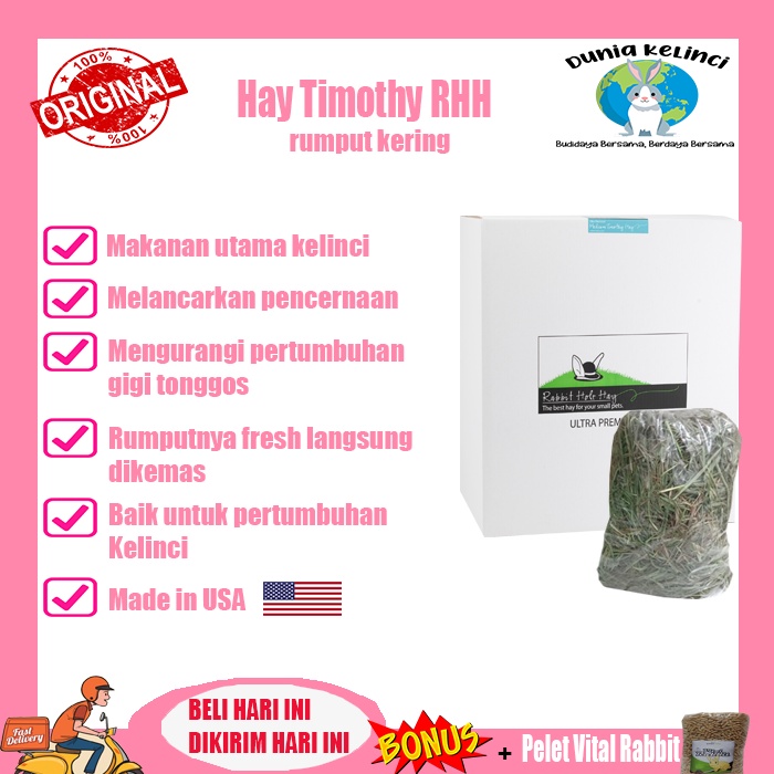 Hay Timothy 250 gr Makanan Kelinci Rabbit Hole Hay Rumput Kering