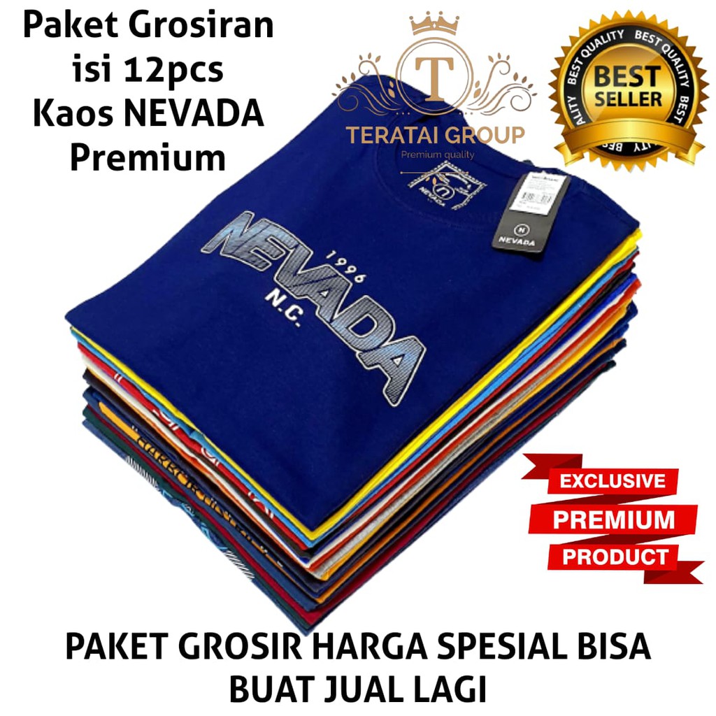 GROSIR KAOS DISTRO " NEVADA " 12 PCS MURAH BISA DI JUAL LAGI / TSHIRT MURAH / KAOS MURAH / TSHIRT GR