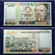 UANG KUNO UANG ASING PERU 100000 UNC/GRESS