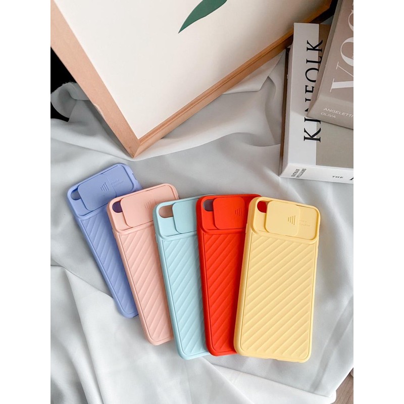 SILICON CASE IPHONE XS MAX XR / IPHONE 6 7 8 SLIDE COVER CAMERA TALI LANYARD