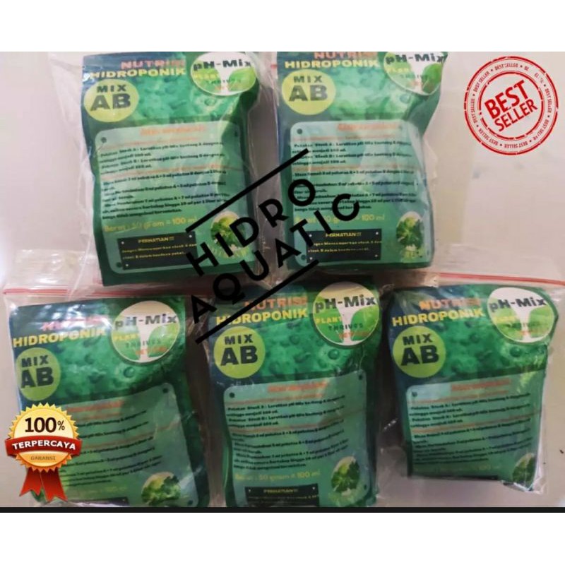 Pupuk Nutrisi Hidroponik Sayuran Buah / Sayuran Daun AB - mix 50gram - 100ml ( Untuk 20 Liter Air )