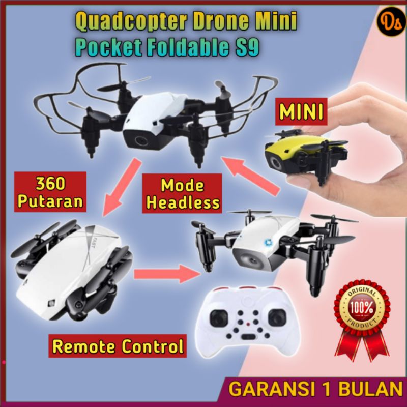 PROMO Quadcopter Drone Mini camera Pocket Foldable drone kecil - S9 dron kecil dron mini kamera drone kamera Broadream drone murah drone mini murah drone quadcopter OMTHTMWH