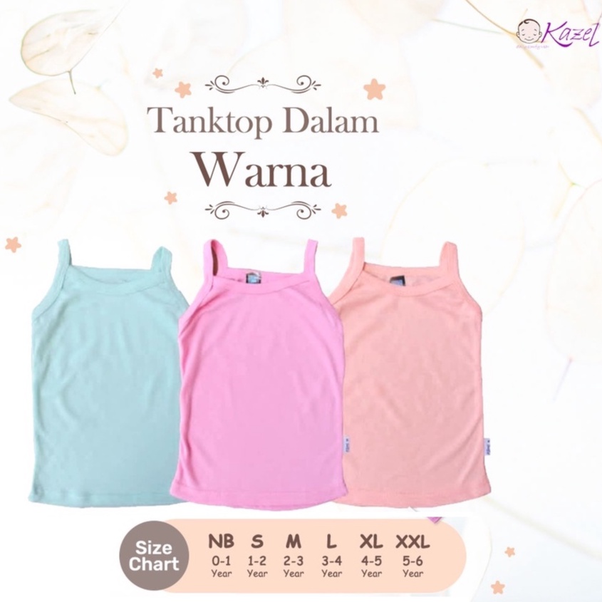 Singlet Kazel Tanktop Mini Warna Kaos Dalam Anak Perempuan 0-12 Bulan