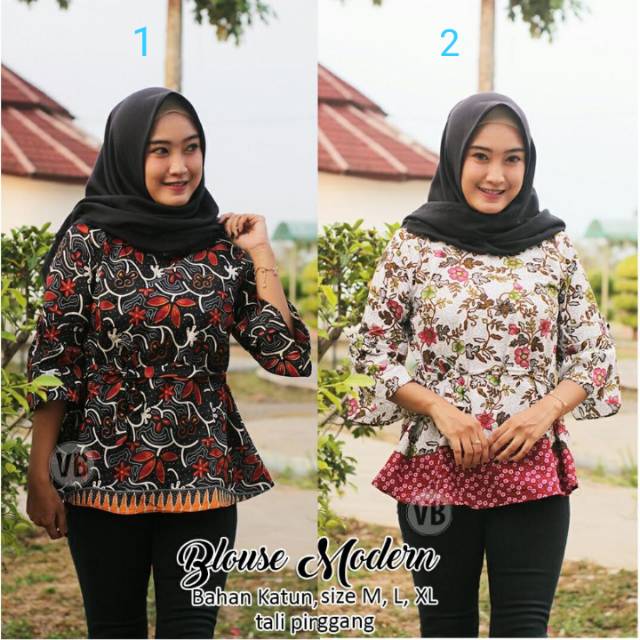 Blouse batik wanita Bunga  Bunga Shopee Indonesia