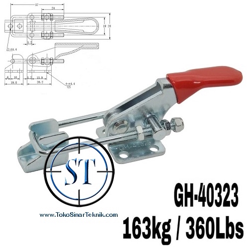 GH-40323 Holding Toggle Clamp Metal Capacity Latch Heavy 163Kg 360lbs