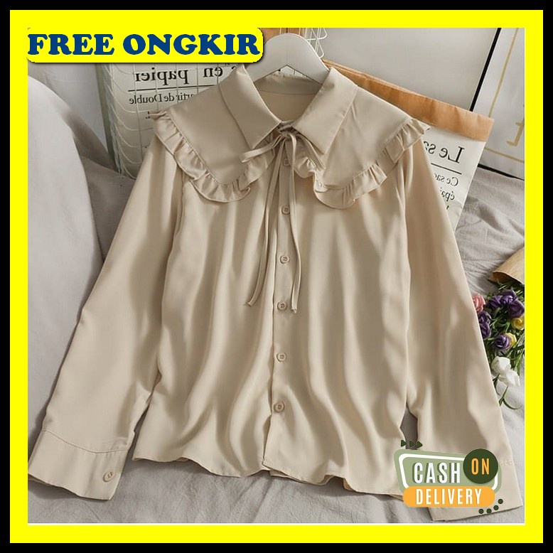 Kayshop - Kemeja Crop Kotak Lengan Panjang Murah Style Korea Kekinian | Kemeja Crop Oversize Wanita/