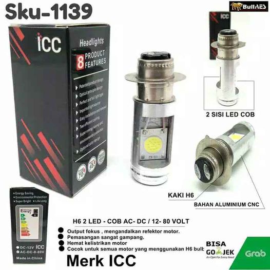 Lampu Depan Motor LED ICC H6 AC DC Revo Vario Supra Satria Beat Karisma Vega Jupiter Shogun Mio