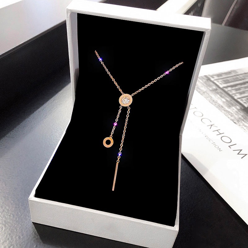 Kalung Choker Bahan Titanium Warna Rose Gold