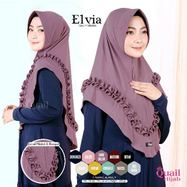 Jilbab Elvia Plisket ori Quail Hijab