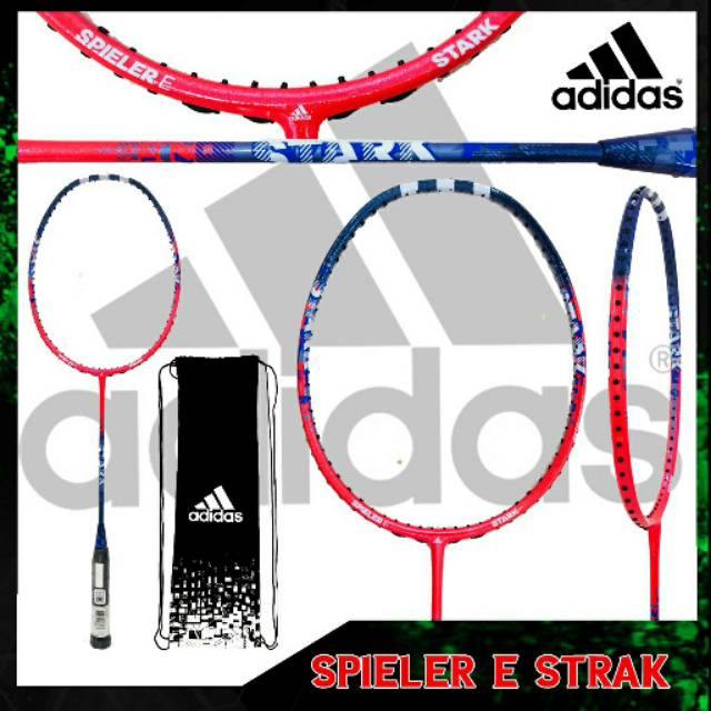 Raket Badminton Adidas Spieler E Original + Senar + Grip + Tas ( Free Pemasangan Senar )