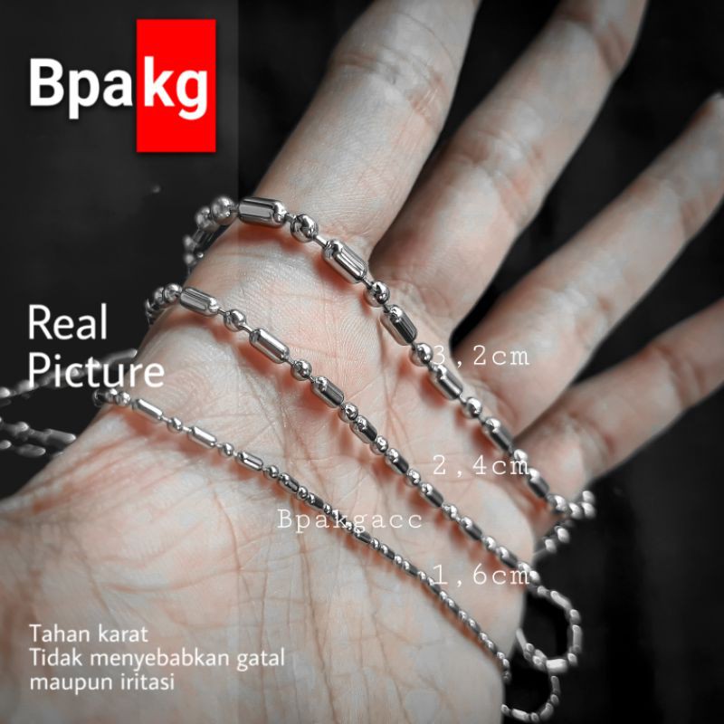 DISKON Kalung mci bulat tabung # kalung monel besi putih asli anti karat silver tali pendant wanita