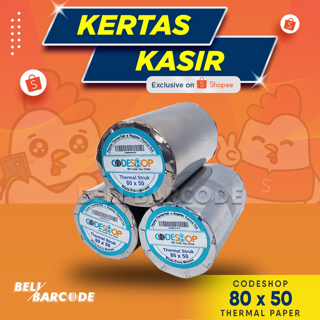 Kertas Thermal Codeshop 80x50 mm - Struk Kasir Printer 80mm