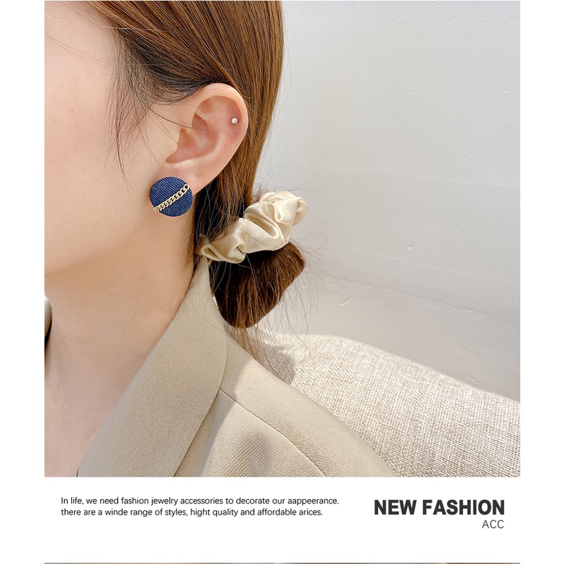 Anting Stud 925 Silver Bentuk Persegi Geometris Gaya Korea
