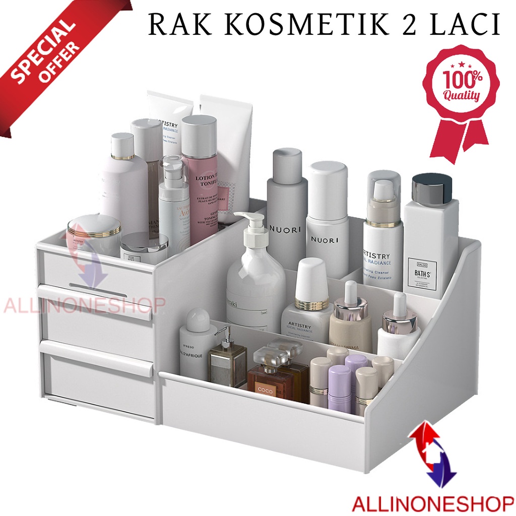 RAK KOSMETIK DRAWER 2 LACI / KOTAK PENYIMPANAN MAKE UP / RAK KOSMETIK / STORAGE COSETIC BOX / COSMETIK STORAGE DRAWER