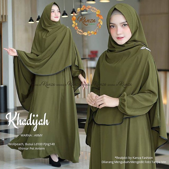 HISTORY.ID - Khadijah Syari Set Khimar Cadar [M, L, XL, XXL, 3XL, 4XL] Gamis Syari Pengajian Wanita 