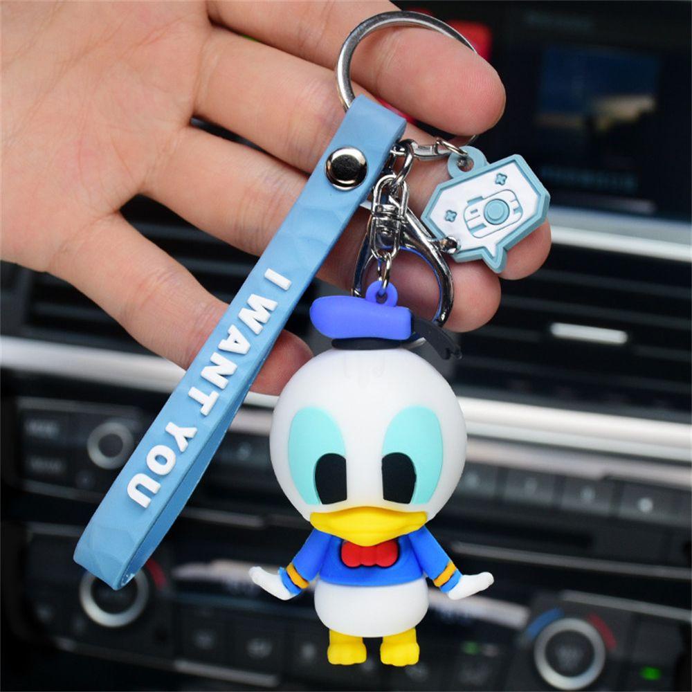 R-flower Anime Gantungan Kunci Model Hadiah Kartun Mobil Gantungan Kunci Liontin Aksesoris Perhiasan Stitch Figure Keyring