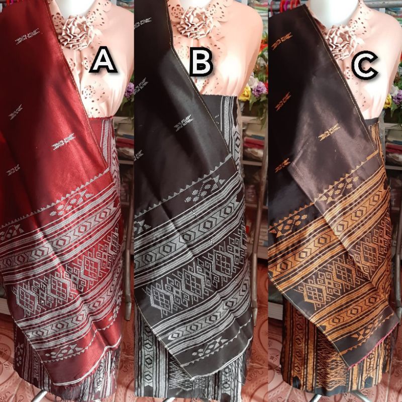 DIJAMIN RAPI SONGKET SUTRA HONGKONG TENUN SIANTAR SONGKET MERAH HITAM COKLAT KOPI GOSONG MANDAR SARU