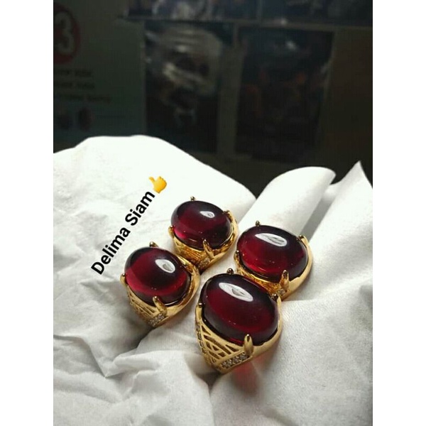 Cincin Batu Akik Merah Delima Siam